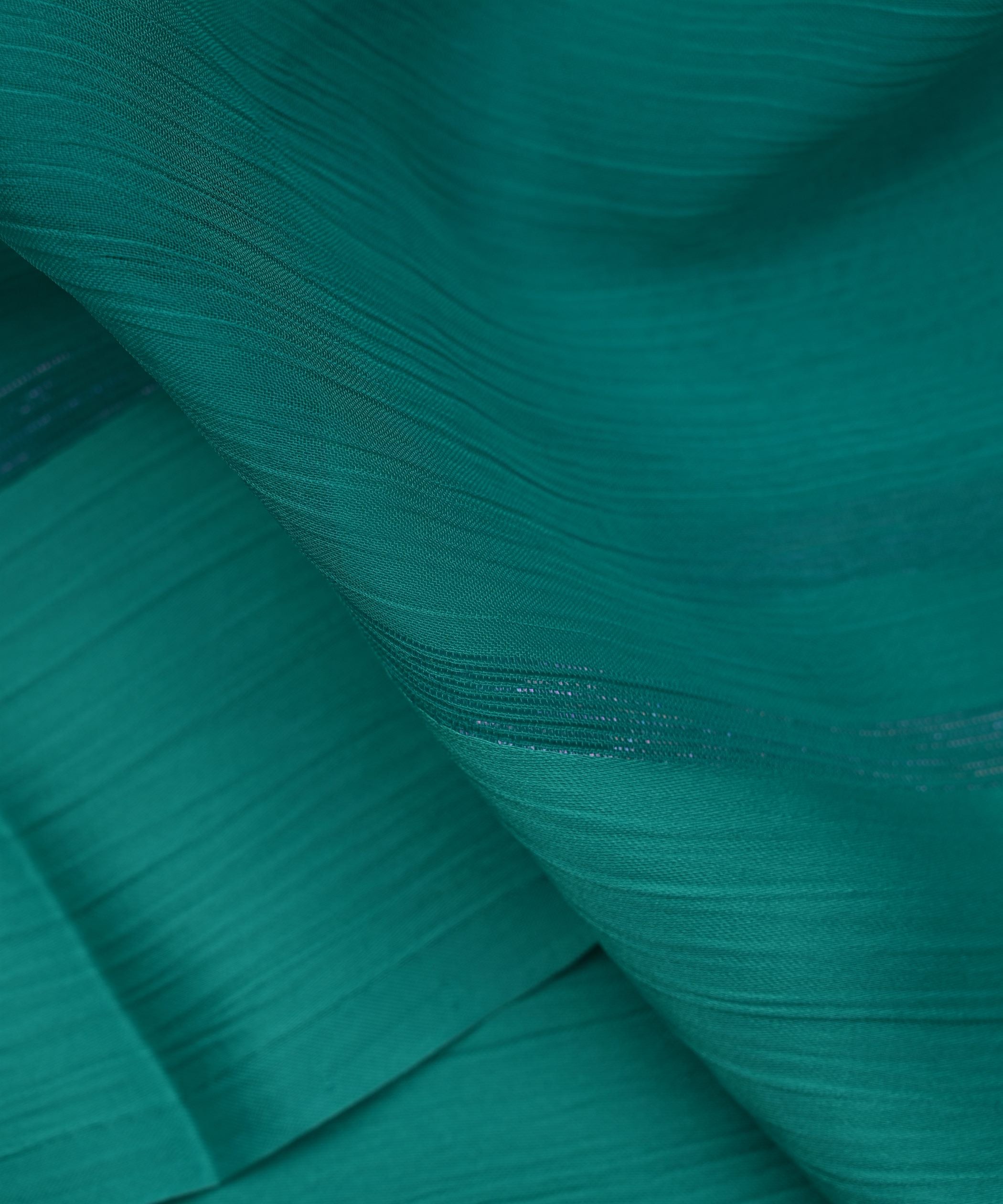 Aqua Blue Plain Dyed Chiffon Fabric with Satin Border