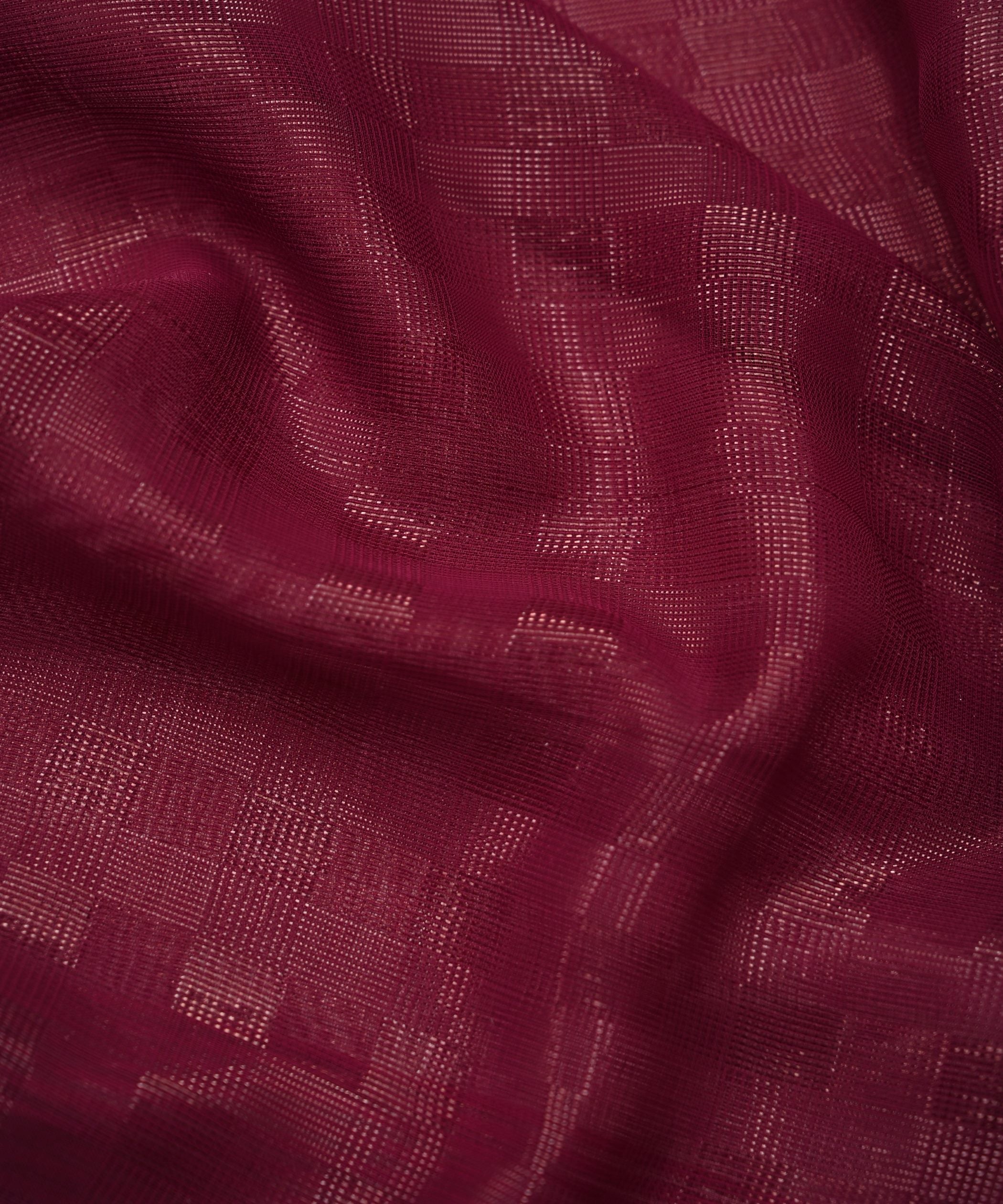 Wine Georgette Fabric with Zari Stripes and Satin Border