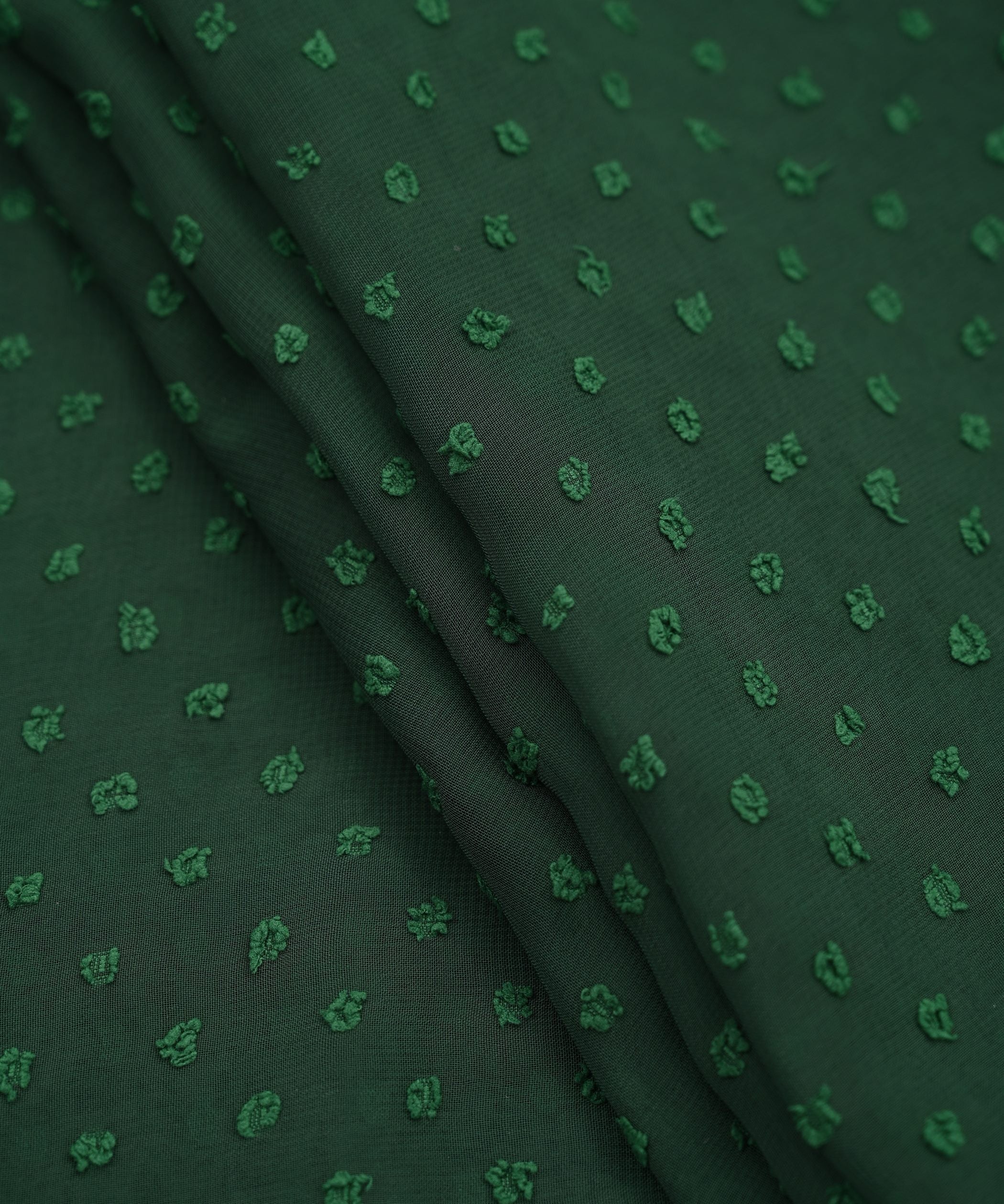 Buy Bottle Green Georgette Dobby Weave Fabric Online at Wholesale Prices