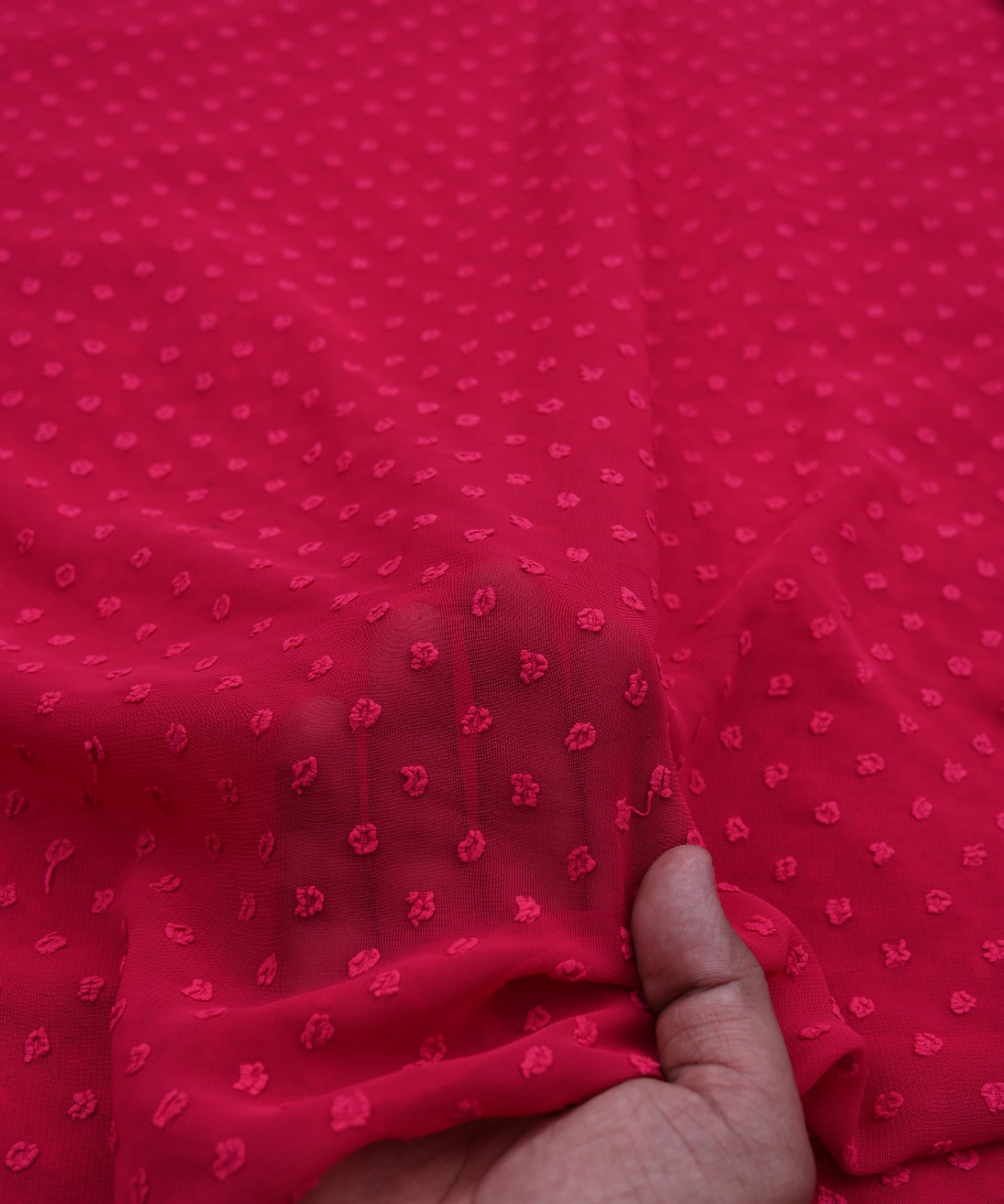 Hot Pink Georgette Dobby Weave Fabric