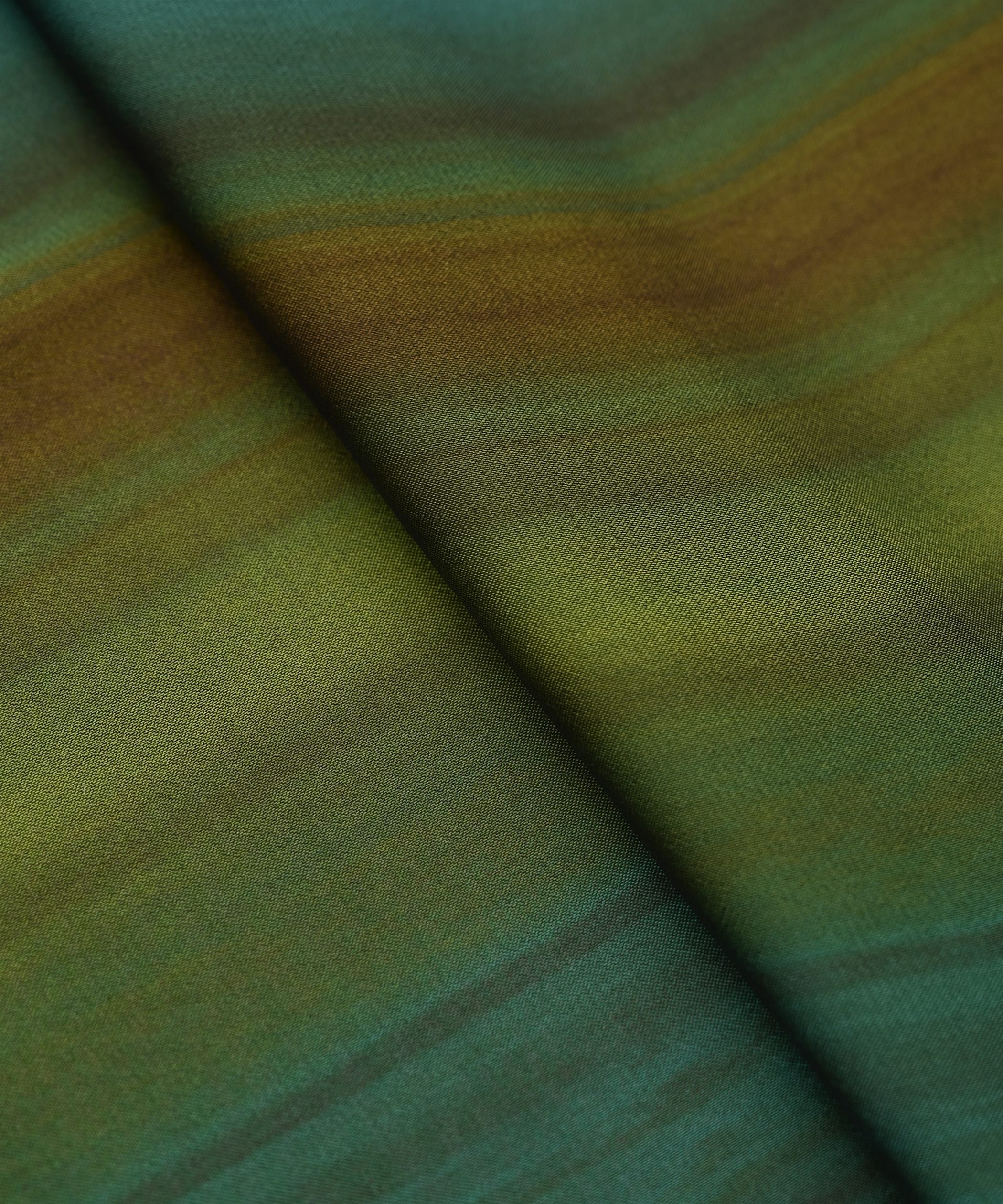 Green Georgette Fabric with Shaded Stripes