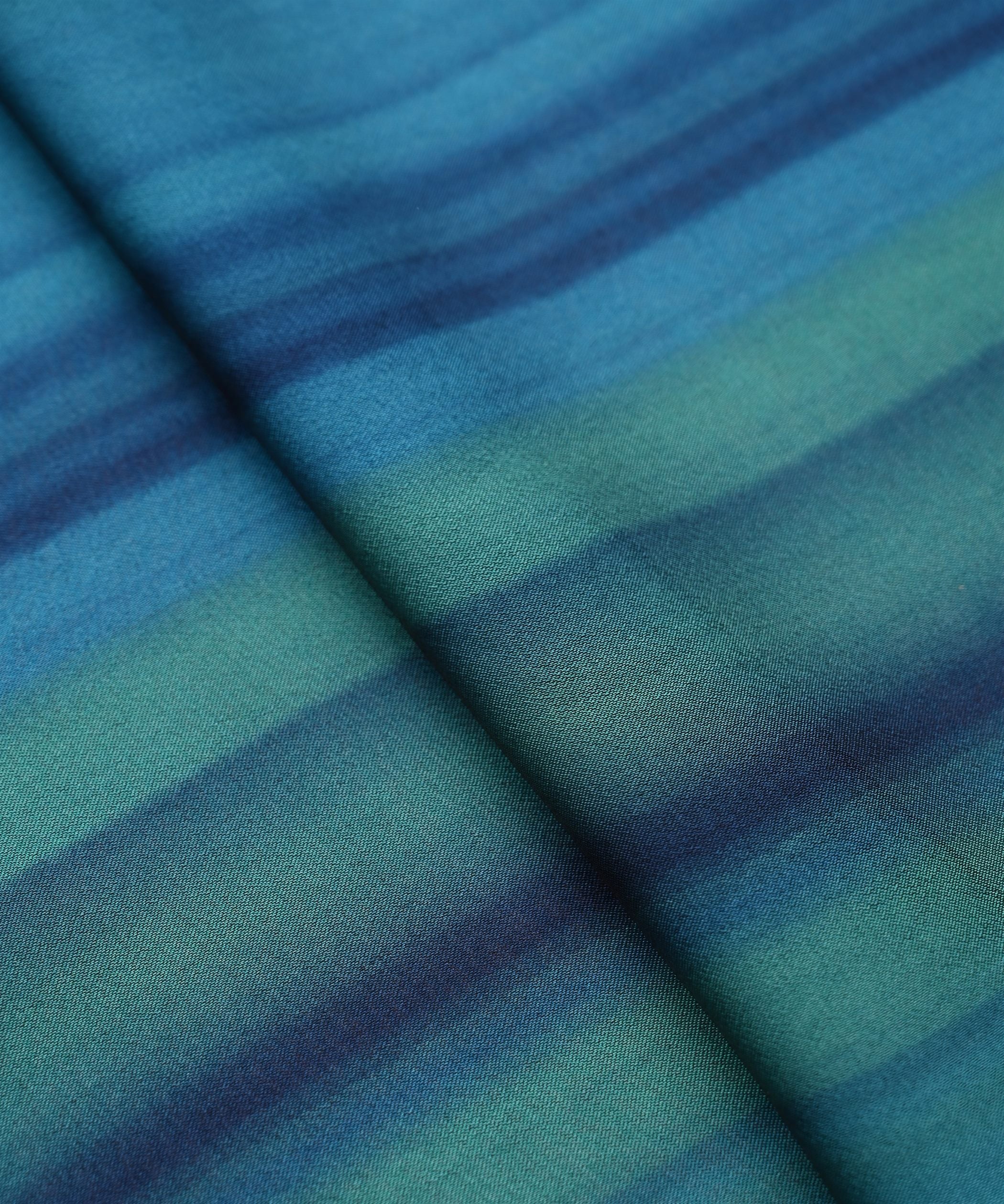 Sky Blue Georgette Fabric with Shaded Stripes