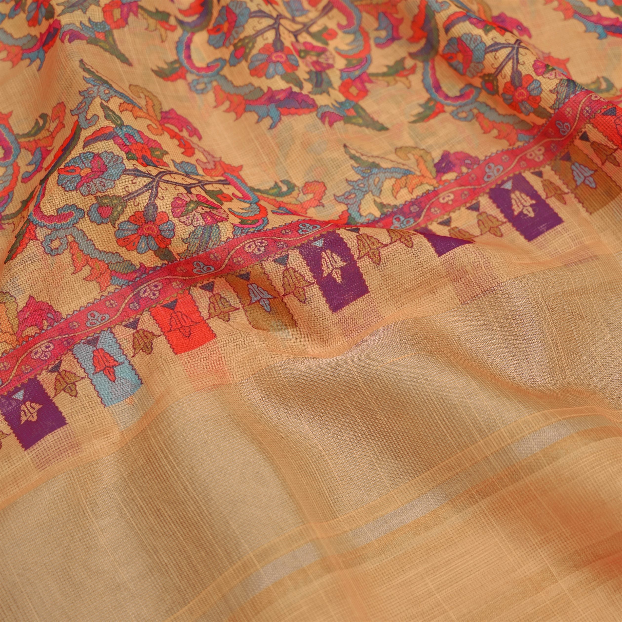 Peach Digital Printed Linen Dupatta-FDD00002