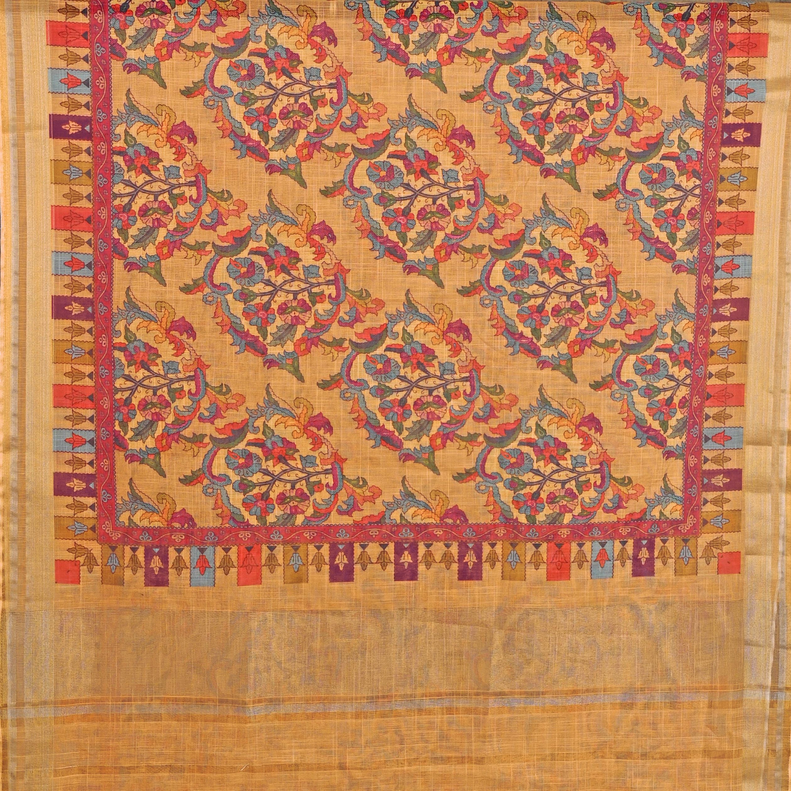 Peach Digital Printed Linen Dupatta