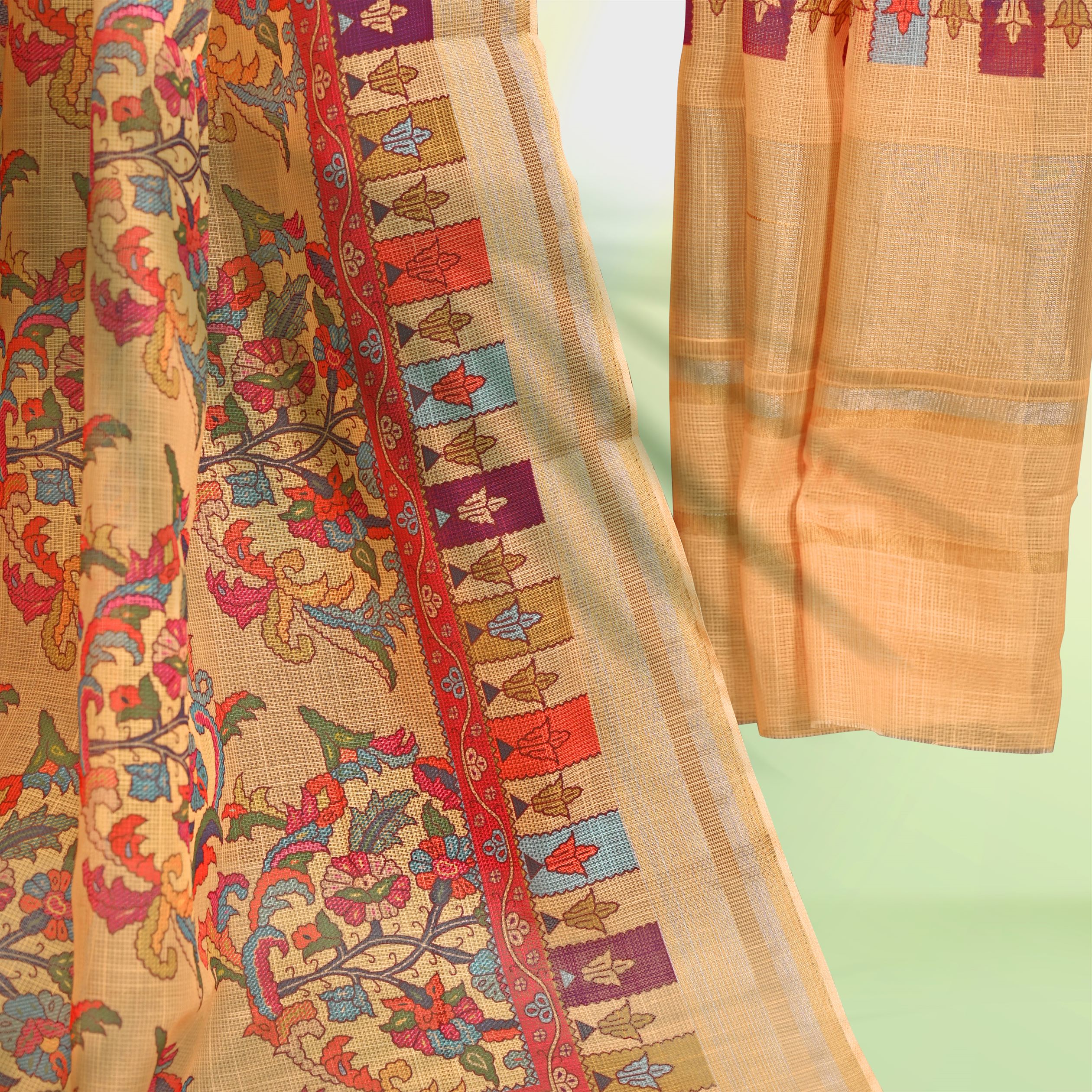 Peach Digital Printed Linen Dupatta-FDD00002