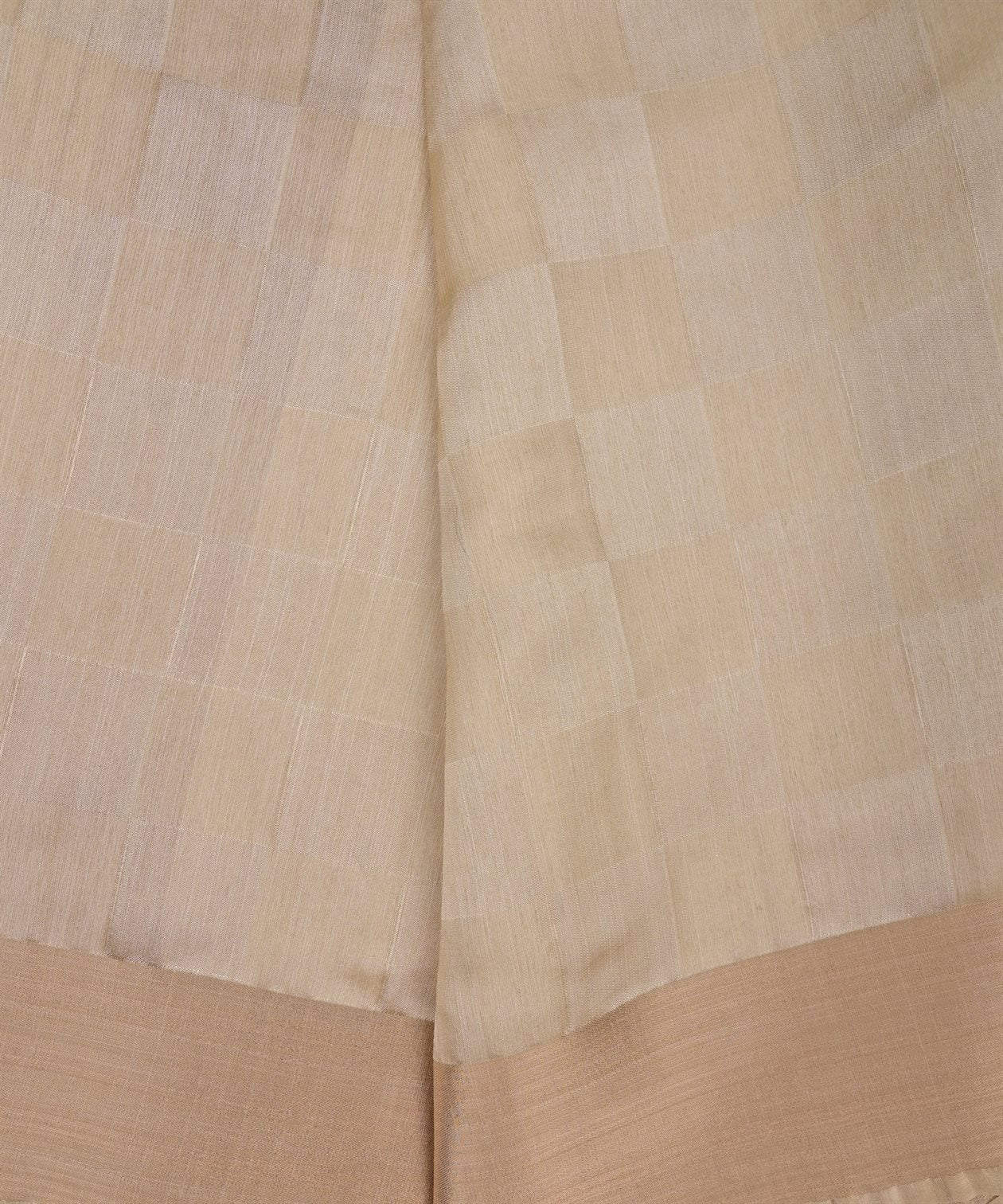 Beige Tussar Silk Fabric with Golden Border(cut-5.5 mtr)