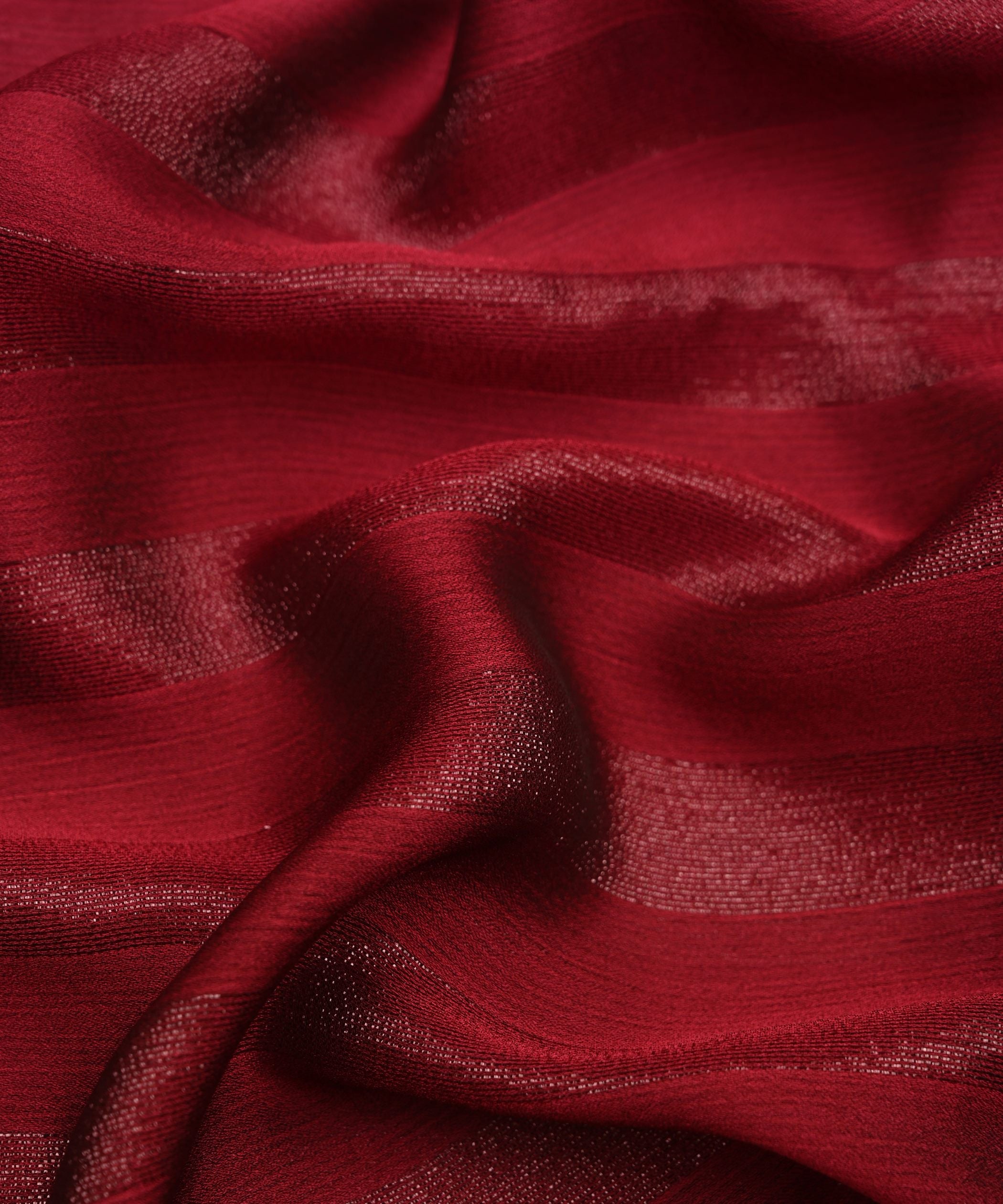 Red Ombre Shaded Chiffon Fabric with Zari Patta