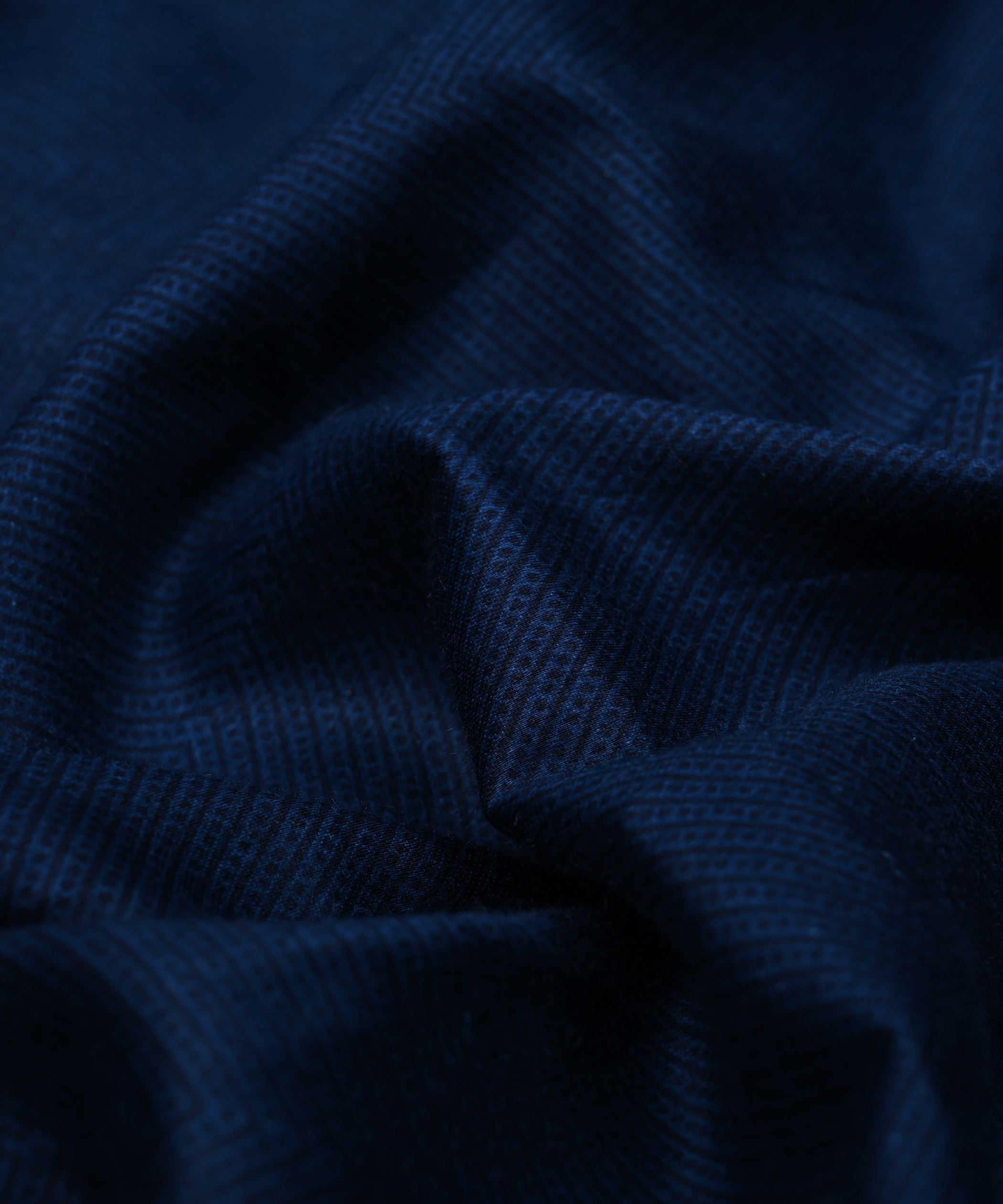 Navy Printed Cotton Satin fabric-3