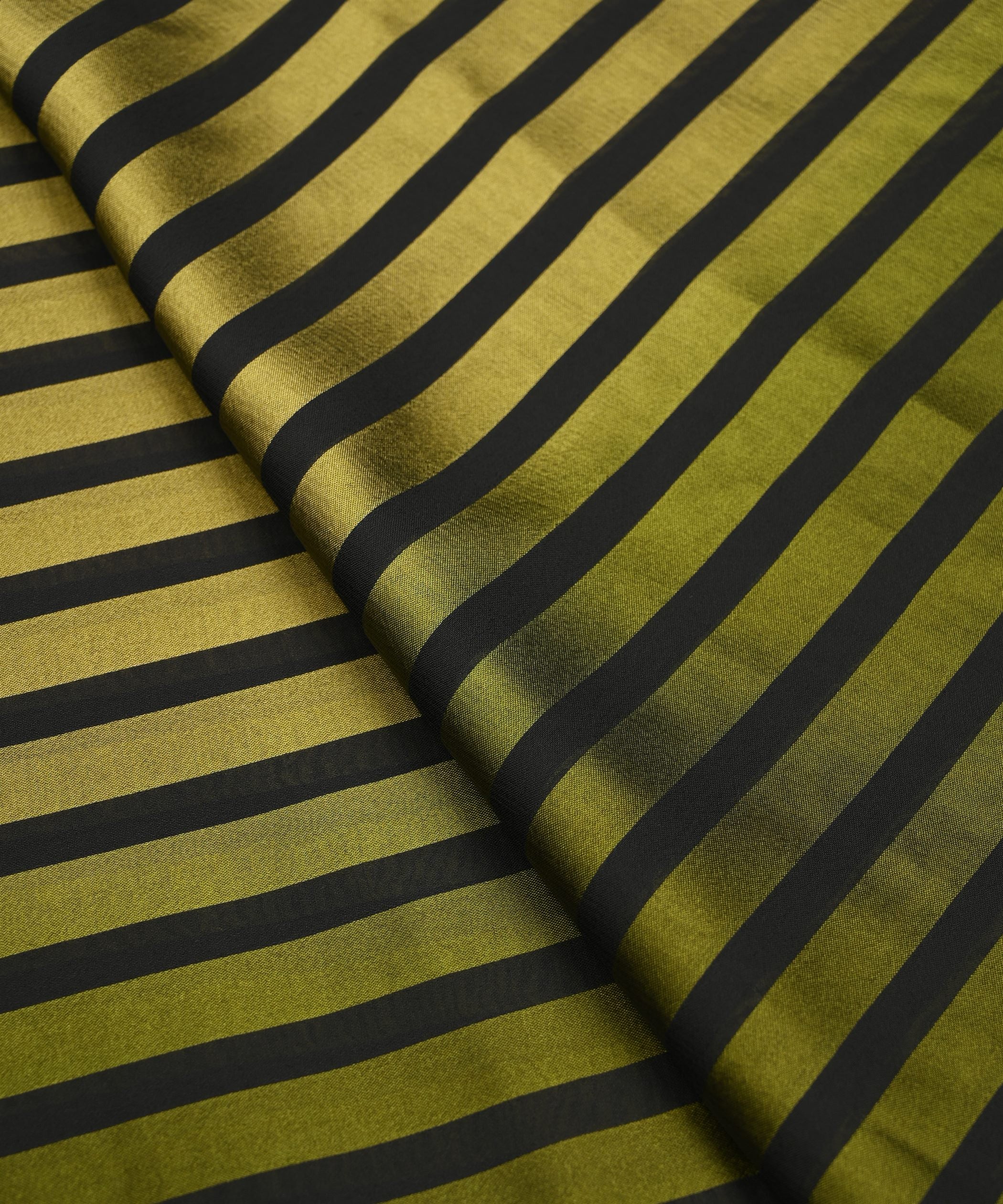 Olive Green Shaded Chiffon Fabric with Stripes