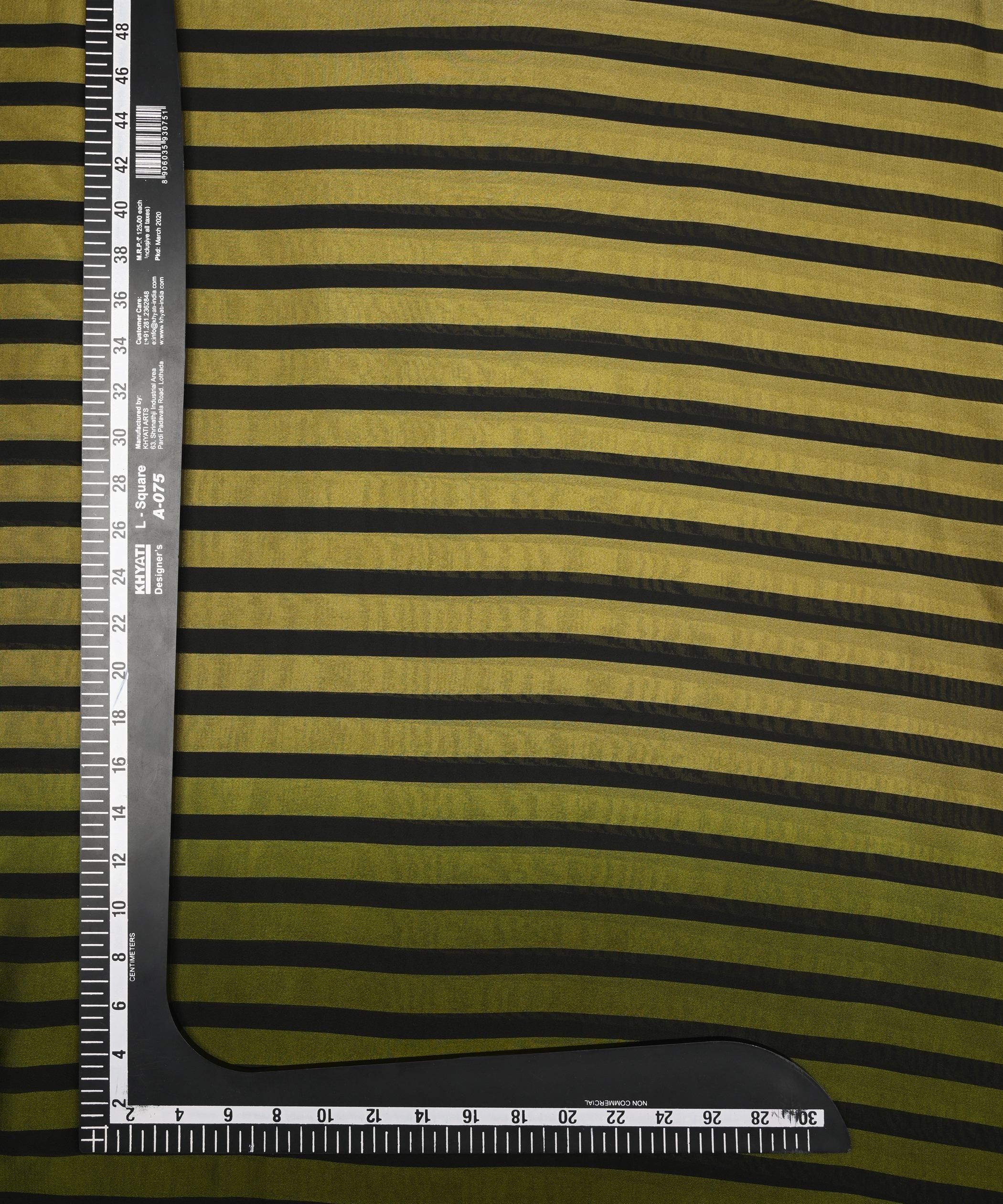 Olive Green Shaded Chiffon Fabric with Stripes