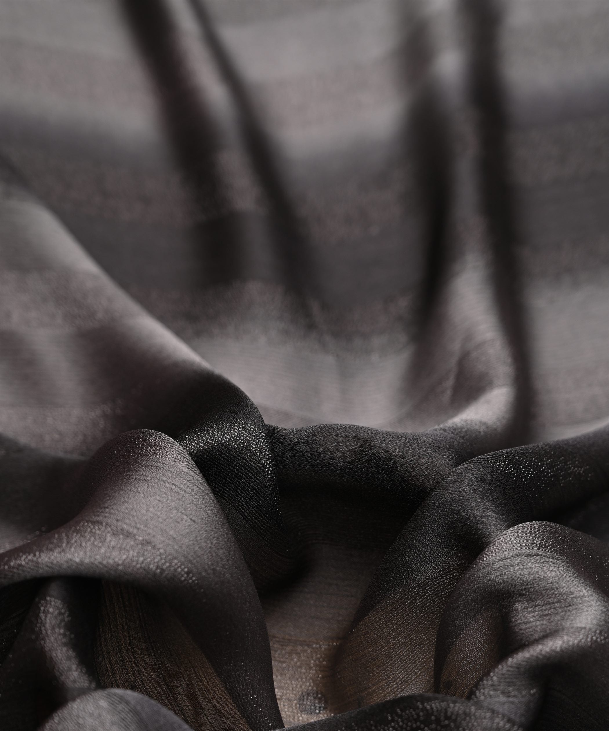 Black Shaded Chiffon Fabric with Zari Patta