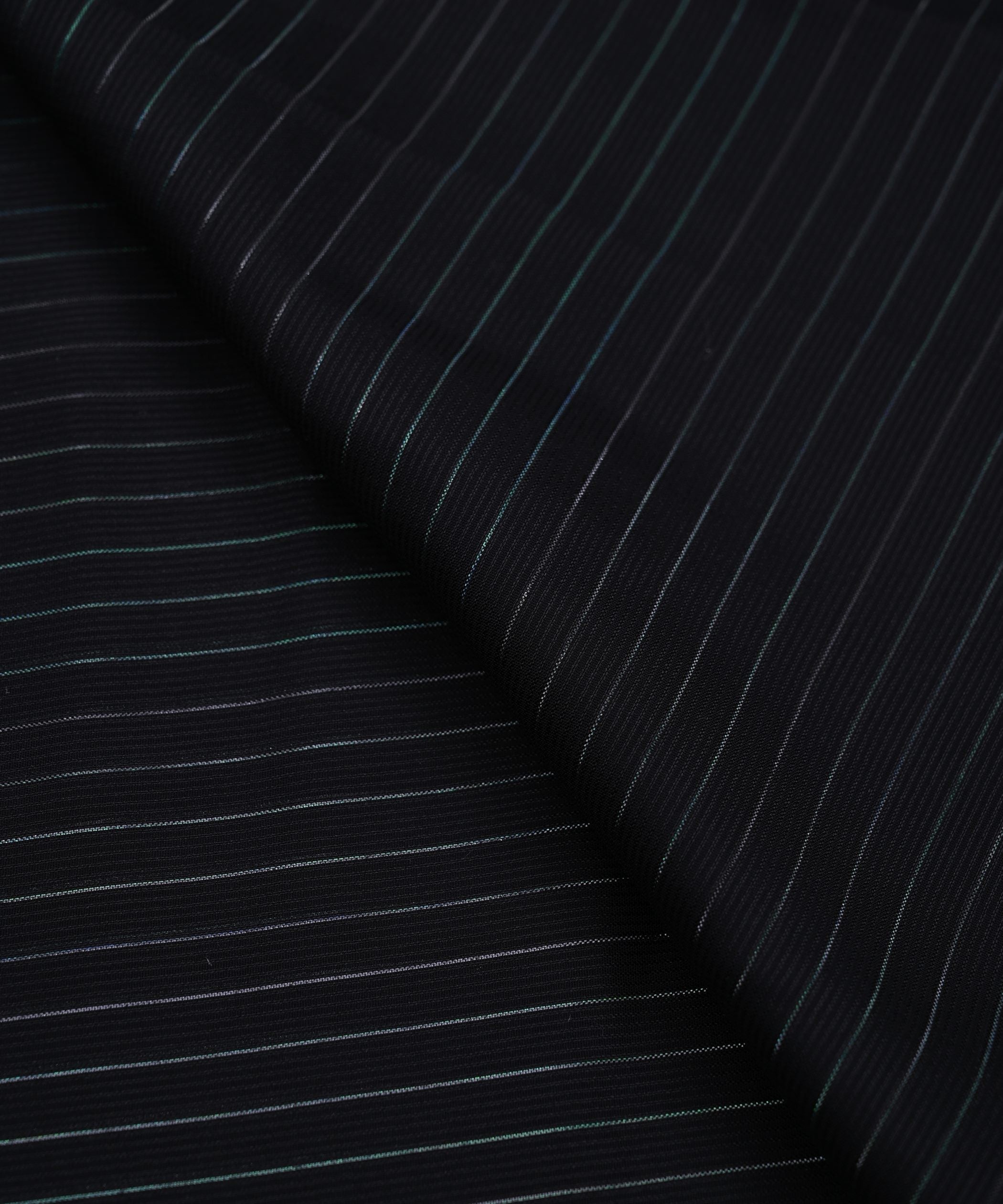 Black Shaded Chiffon Fabric with Zari Stripes