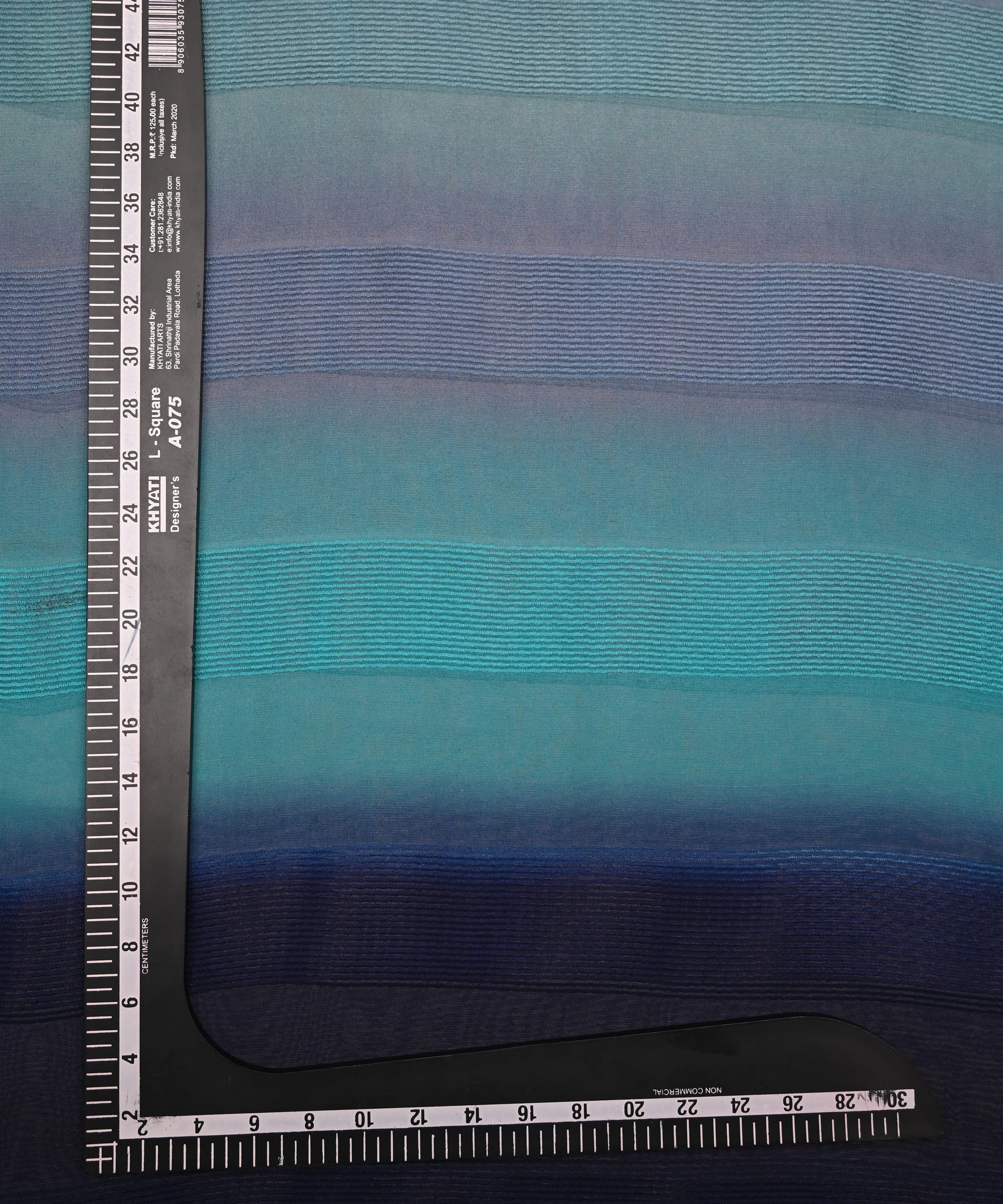 Aquamarine Shaded Georgette Fabric with Zari Patta