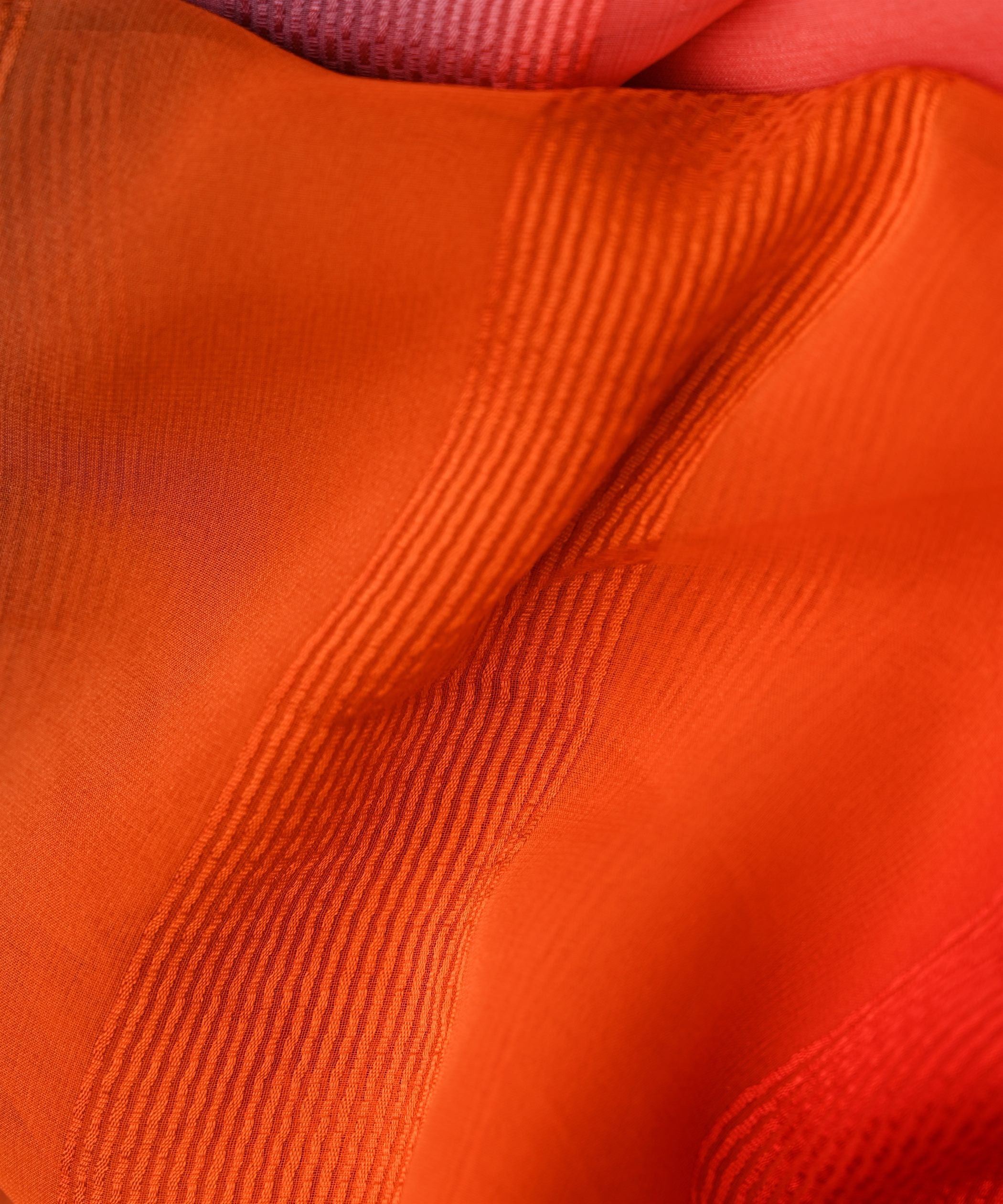 Orange Shaded Georgette Fabric with Zari Patta