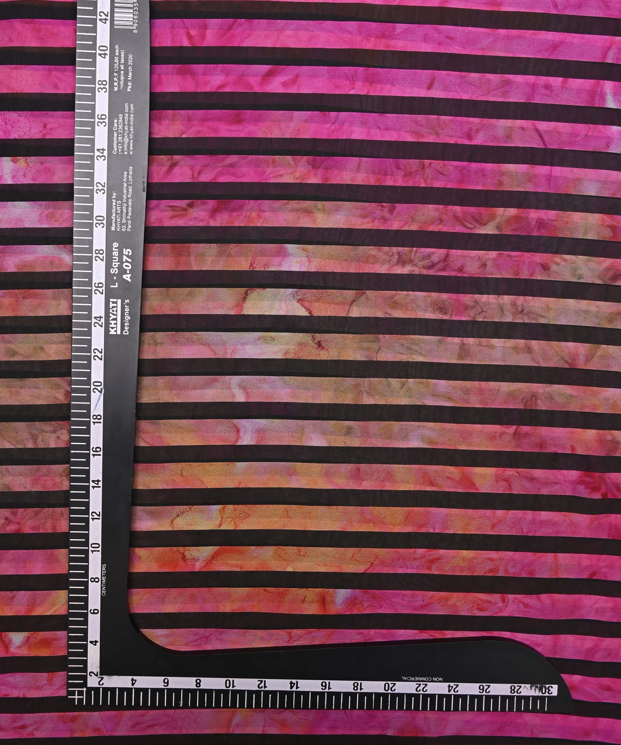 Pink Tie and Dye Georgette Fabric with Zebra Stripes