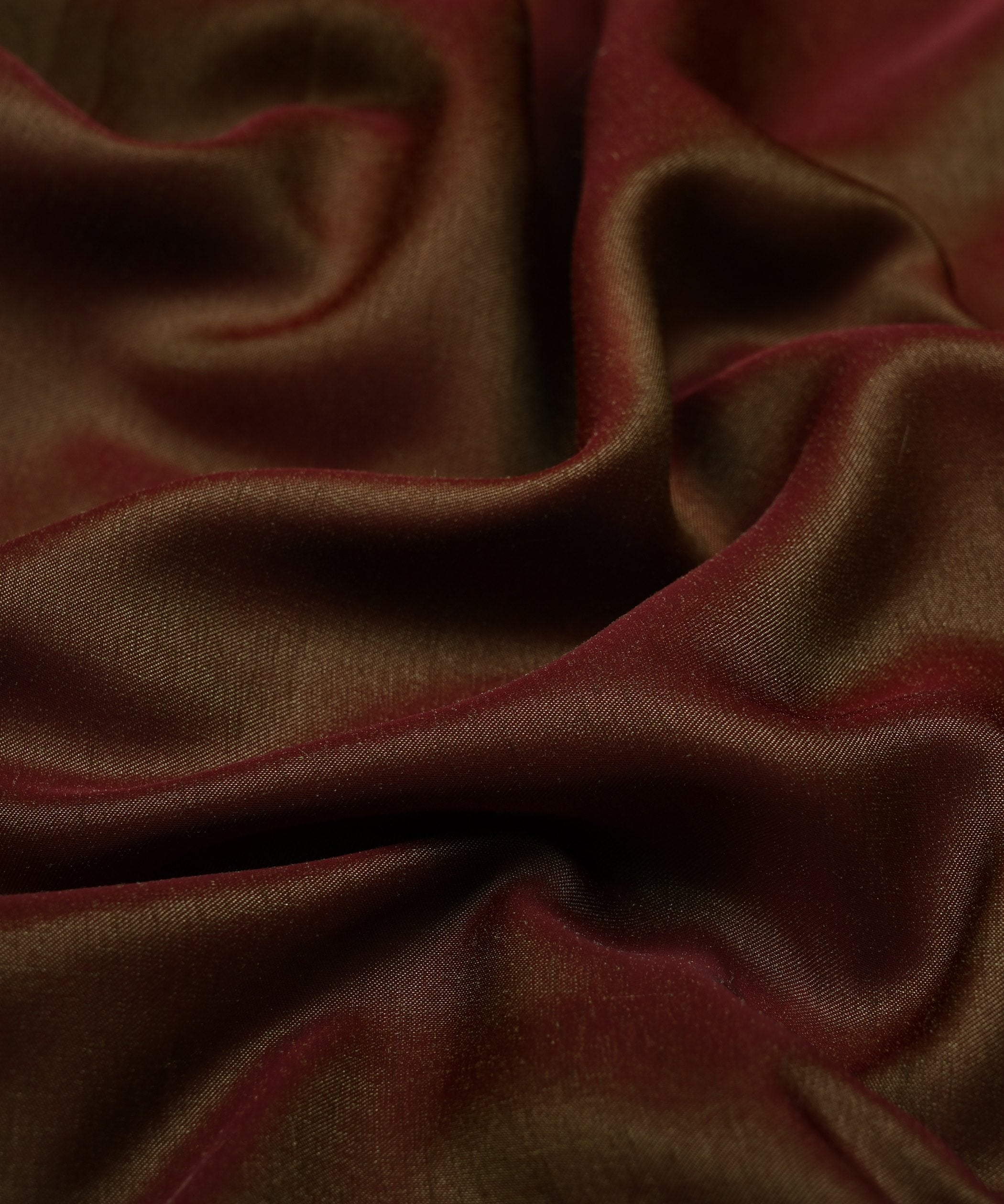 Olive Green Plain Dyed Two Tone Satin Silk Fabric