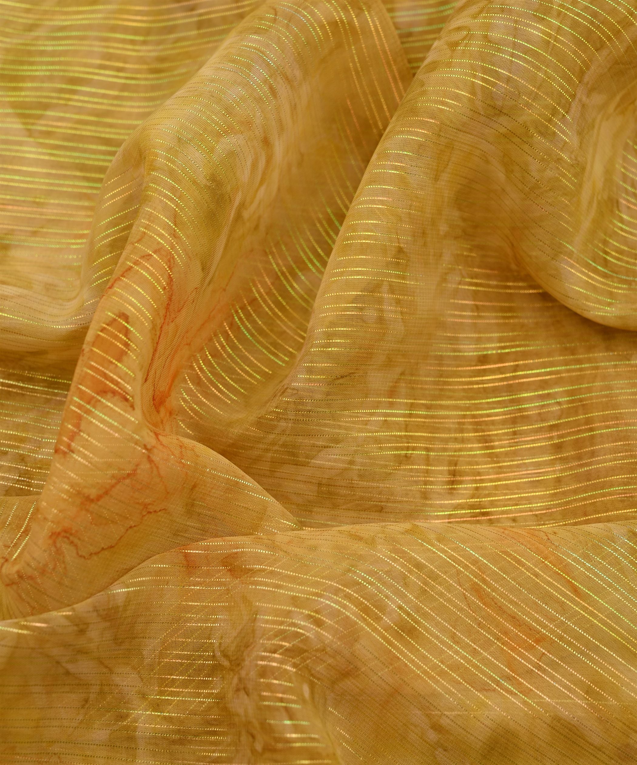 Yellow Weightless Fabric with Shibori and Satin Border